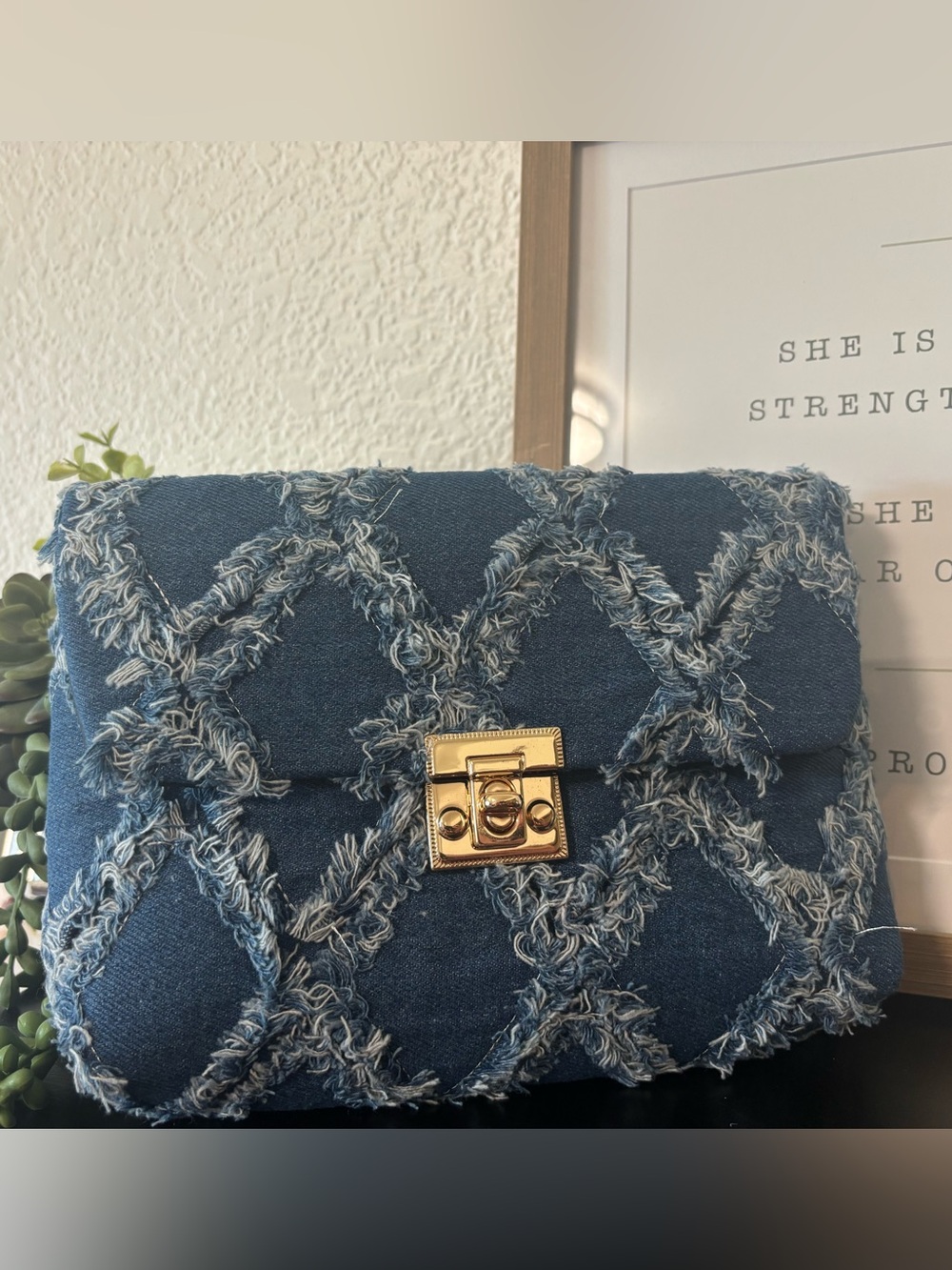 Denim Quilted Crossbody, Shoulder, Clutch Convertible Bag
